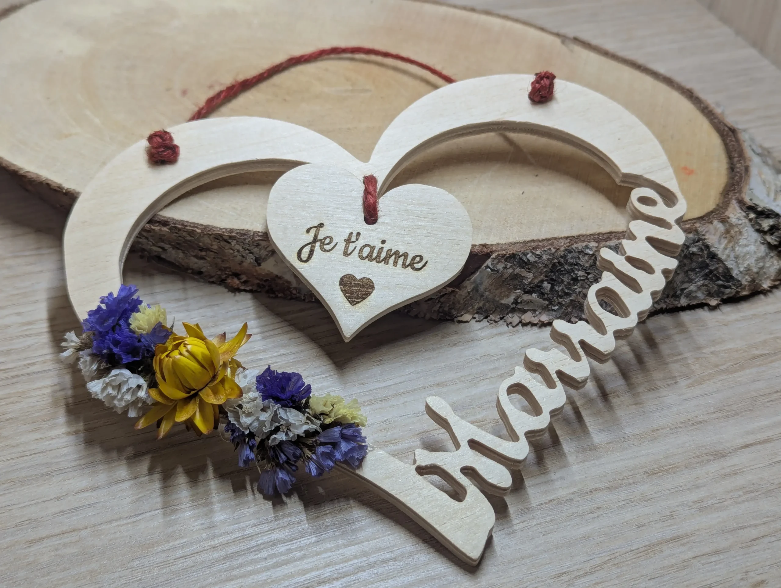 Suspension cœur fleurs séchées – Image 3