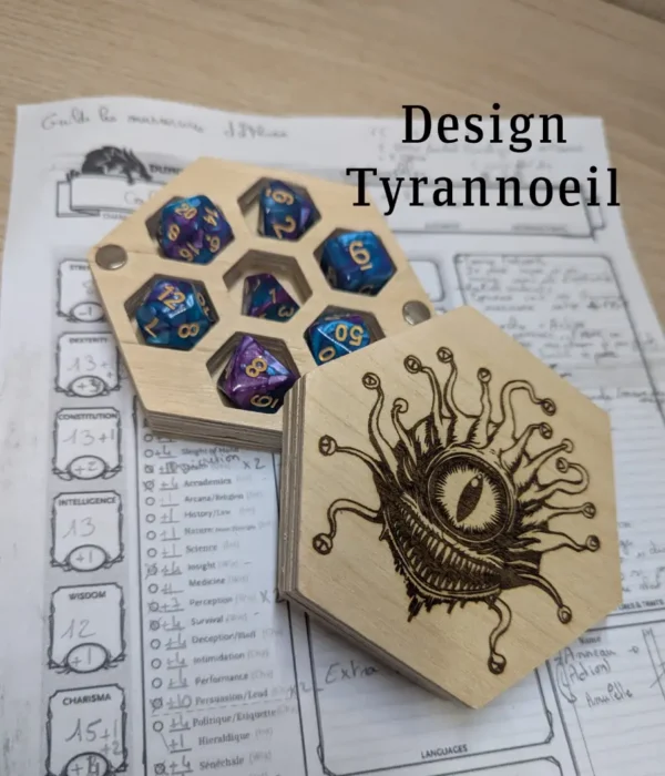 Boîte à dés hexagonale